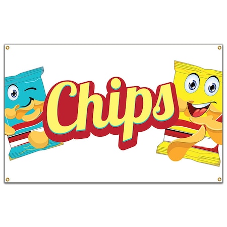 Signmission Chips Banner Concession Stand Food Truck Single Sided B-Chips19